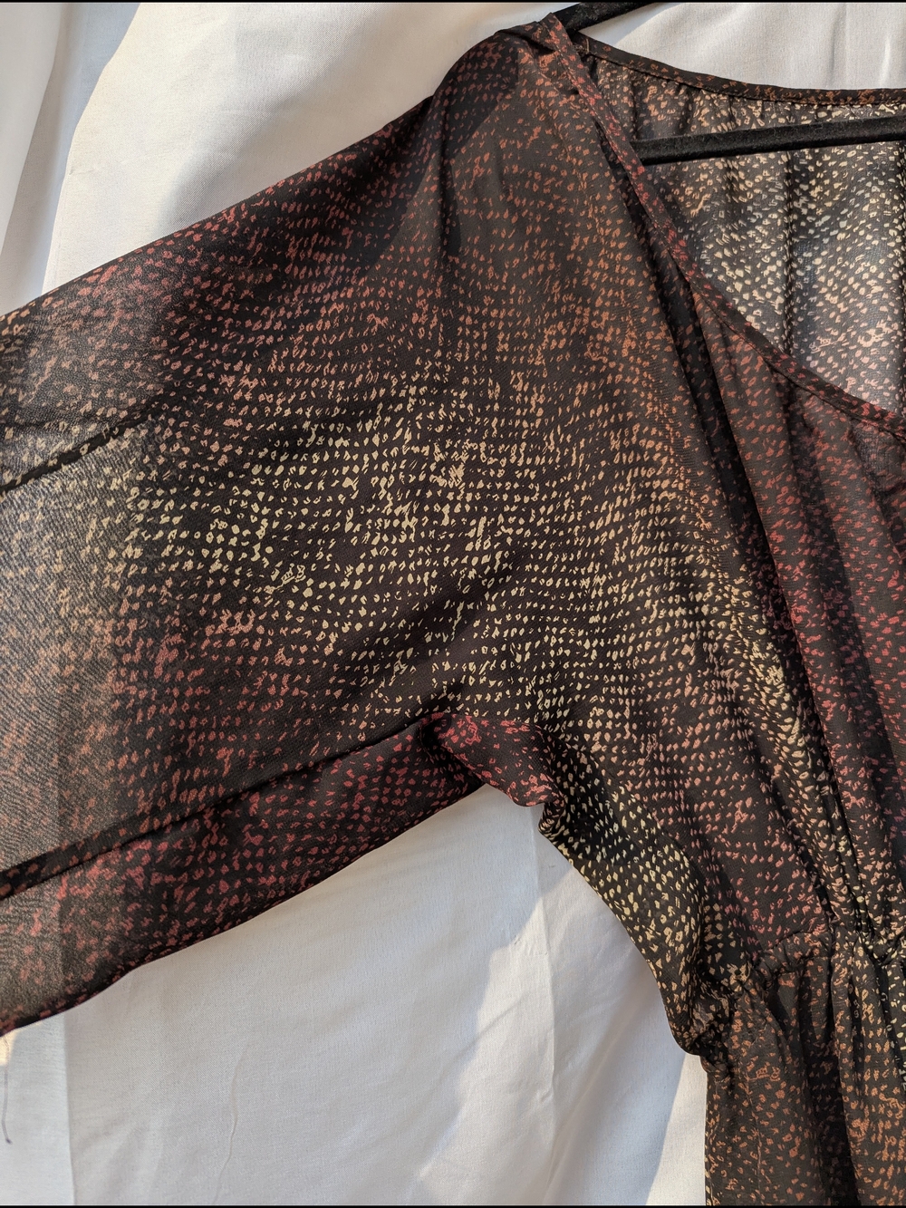 Marisa City Sheer Whimsigoth Earthy Boho Dolman Cinch Mini Dress - Picture 7 of 15
